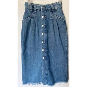 We the Free Sidney Denim Jean Button Down Midi Skirt Size 25 Free People